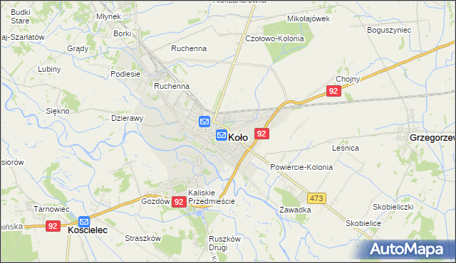 mapa Koło, Koło na mapie Targeo