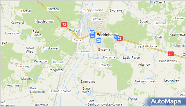 mapa Kolonia Byczyna, Kolonia Byczyna na mapie Targeo