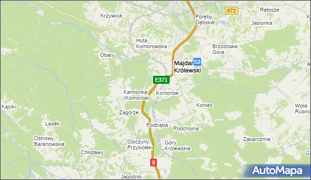 mapa Komorów gmina Majdan Królewski, Komorów gmina Majdan Królewski na mapie Targeo