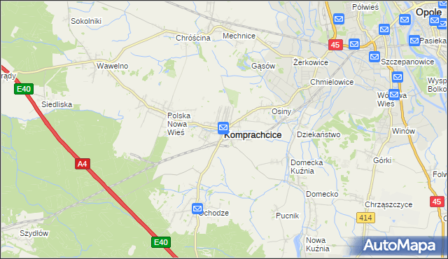 mapa Komprachcice, Komprachcice na mapie Targeo