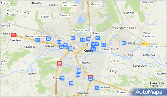 mapa Konina, Konin na mapie Targeo