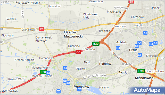 mapa Konotopa gmina Ożarów Mazowiecki, Konotopa gmina Ożarów Mazowiecki na mapie Targeo
