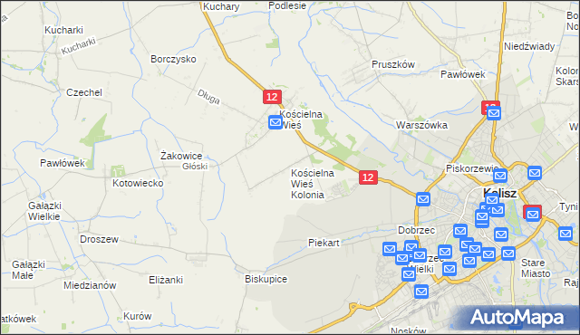 mapa Kościelna Wieś Kolonia, Kościelna Wieś Kolonia na mapie Targeo