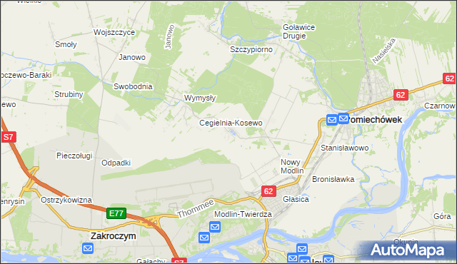 mapa Kosewo gmina Pomiechówek, Kosewo gmina Pomiechówek na mapie Targeo