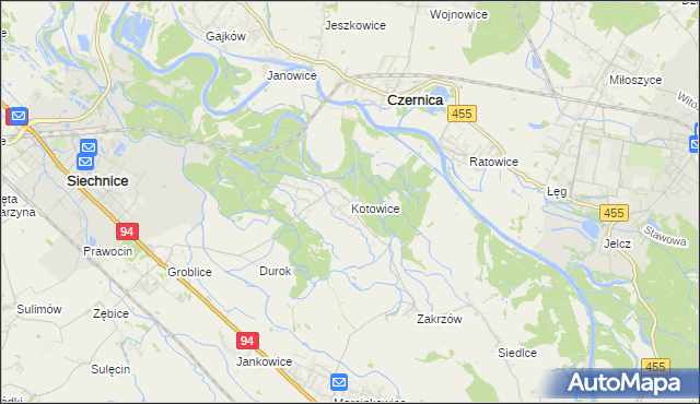 mapa Kotowice gmina Siechnice, Kotowice gmina Siechnice na mapie Targeo