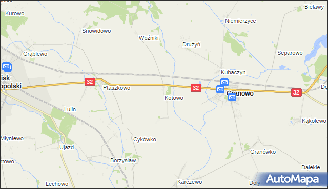 mapa Kotowo gmina Granowo, Kotowo gmina Granowo na mapie Targeo