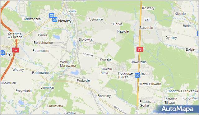 mapa Kowala gmina Sitkówka-Nowiny, Kowala gmina Sitkówka-Nowiny na mapie Targeo