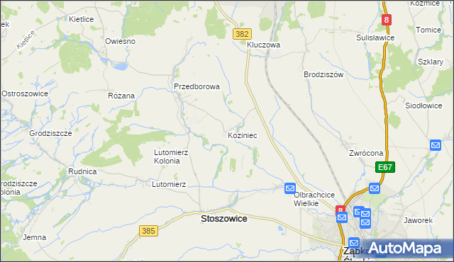 mapa Koziniec gmina Ząbkowice Śląskie, Koziniec gmina Ząbkowice Śląskie na mapie Targeo