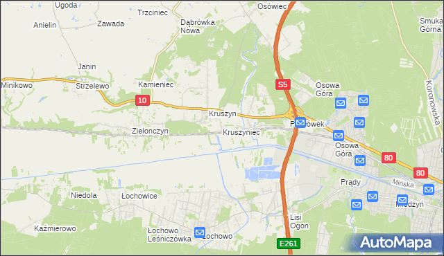 mapa Kruszyniec gmina Sicienko, Kruszyniec gmina Sicienko na mapie Targeo