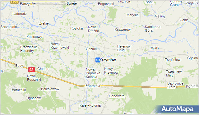 mapa Krzymów powiat koniński, Krzymów powiat koniński na mapie Targeo