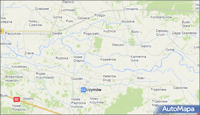 mapa Ksawerów gmina Kramsk, Ksawerów gmina Kramsk na mapie Targeo