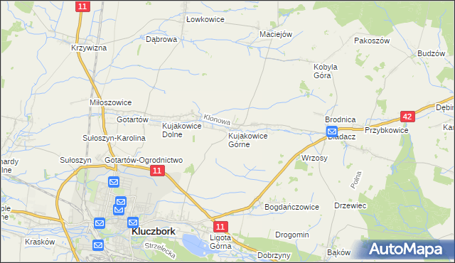 mapa Kujakowice Górne, Kujakowice Górne na mapie Targeo
