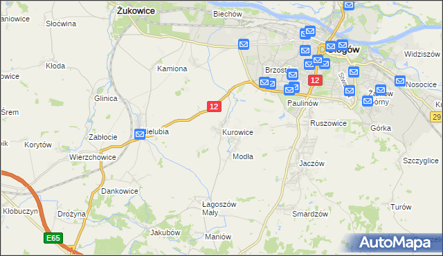 mapa Kurowice gmina Jerzmanowa, Kurowice gmina Jerzmanowa na mapie Targeo
