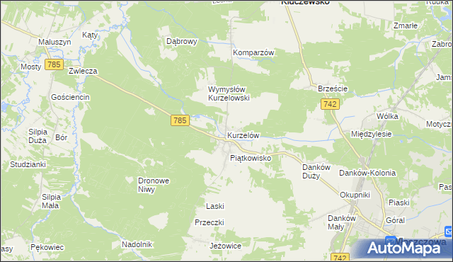 mapa Kurzelów, Kurzelów na mapie Targeo