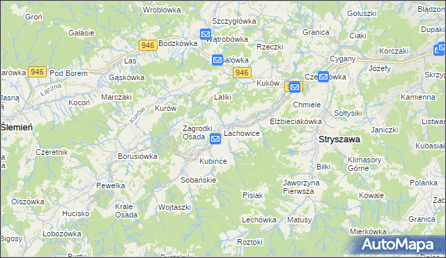 mapa Lachowice, Lachowice na mapie Targeo