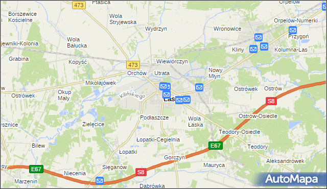 mapa Łask, Łask na mapie Targeo