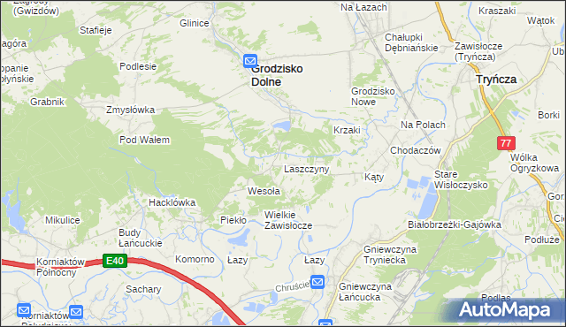 mapa Laszczyny, Laszczyny na mapie Targeo