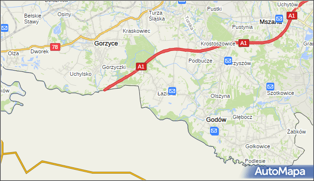 mapa Łaziska gmina Godów, Łaziska gmina Godów na mapie Targeo