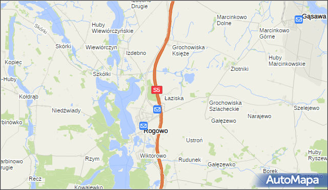 mapa Łaziska gmina Rogowo, Łaziska gmina Rogowo na mapie Targeo