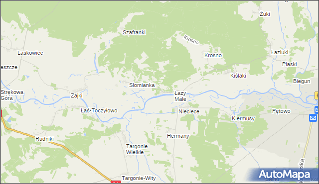 mapa Łazy Duże gmina Tykocin, Łazy Duże gmina Tykocin na mapie Targeo