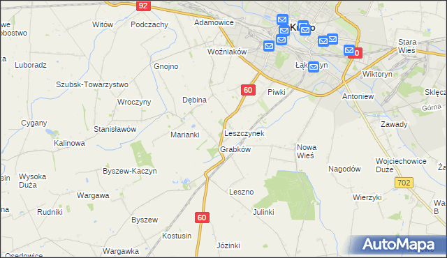 mapa Leszczynek, Leszczynek na mapie Targeo