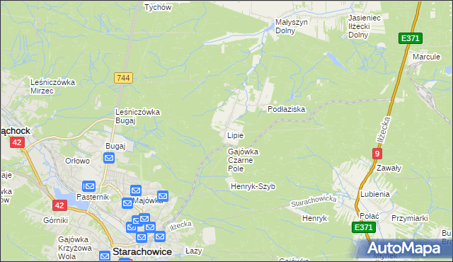 mapa Lipie gmina Brody, Lipie gmina Brody na mapie Targeo