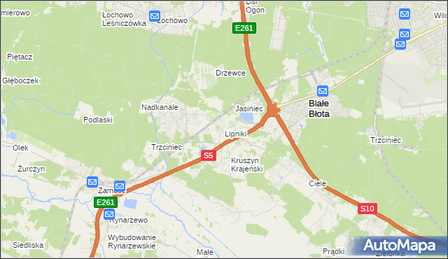 mapa Lipniki gmina Białe Błota, Lipniki gmina Białe Błota na mapie Targeo