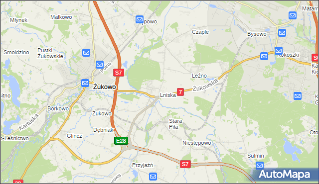 mapa Lniska, Lniska na mapie Targeo