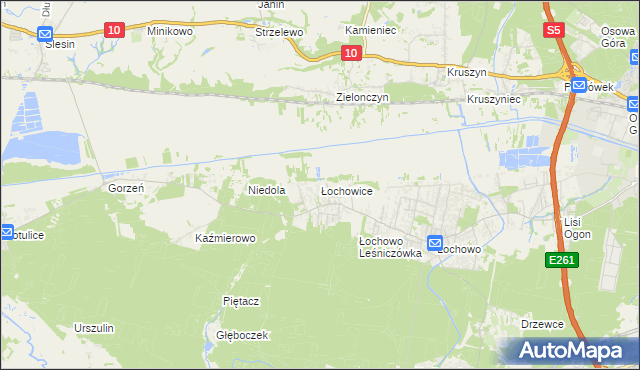 mapa Łochowice gmina Białe Błota, Łochowice gmina Białe Błota na mapie Targeo