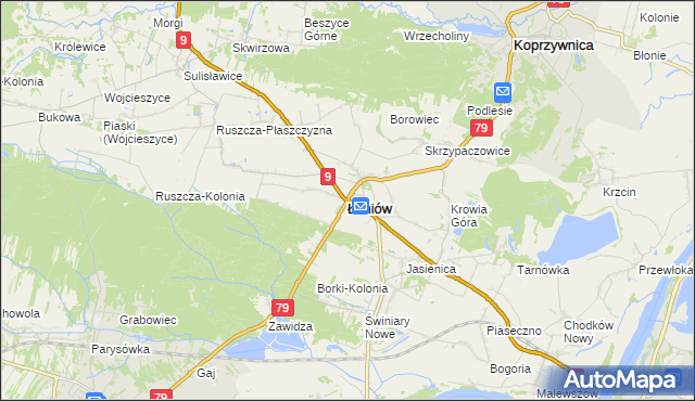 mapa Łoniów, Łoniów na mapie Targeo
