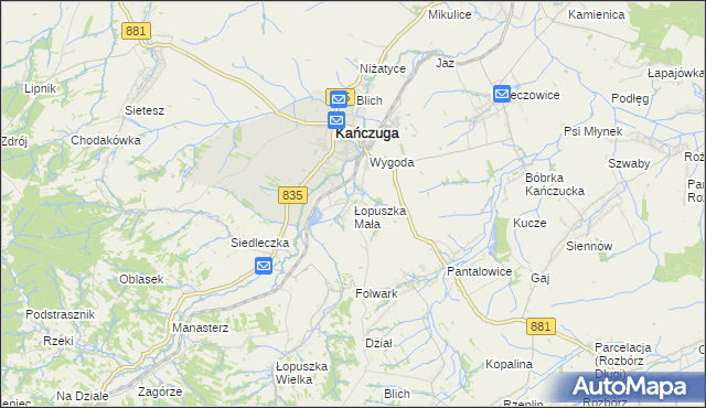 mapa Łopuszka Mała, Łopuszka Mała na mapie Targeo