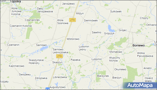 mapa Lubomin Leśny, Lubomin Leśny na mapie Targeo
