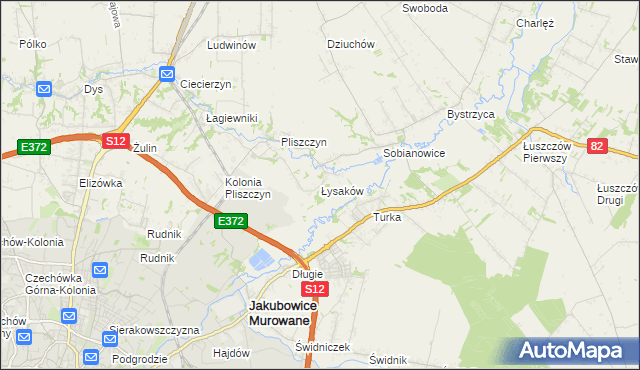 mapa Łysaków gmina Wólka, Łysaków gmina Wólka na mapie Targeo
