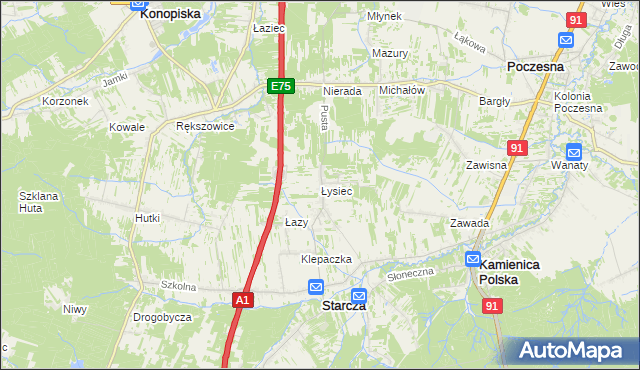 mapa Łysiec, Łysiec na mapie Targeo