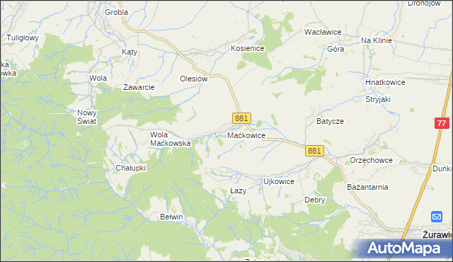 mapa Maćkowice, Maćkowice na mapie Targeo