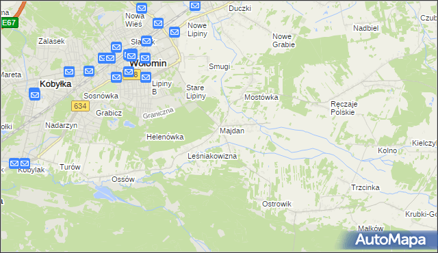 mapa Majdan gmina Wołomin, Majdan gmina Wołomin na mapie Targeo