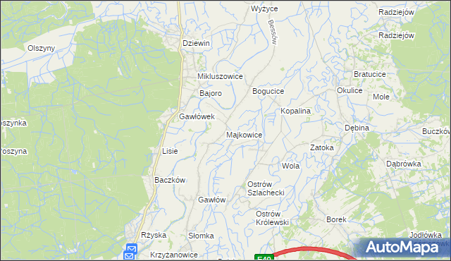 mapa Majkowice gmina Bochnia, Majkowice gmina Bochnia na mapie Targeo