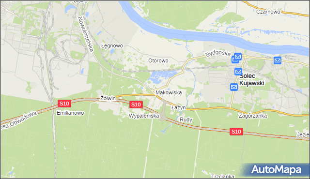 mapa Makowiska gmina Solec Kujawski, Makowiska gmina Solec Kujawski na mapie Targeo