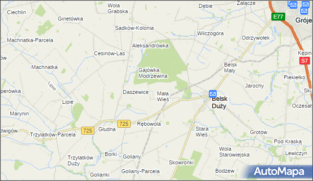 mapa Mała Wieś gmina Belsk Duży, Mała Wieś gmina Belsk Duży na mapie Targeo