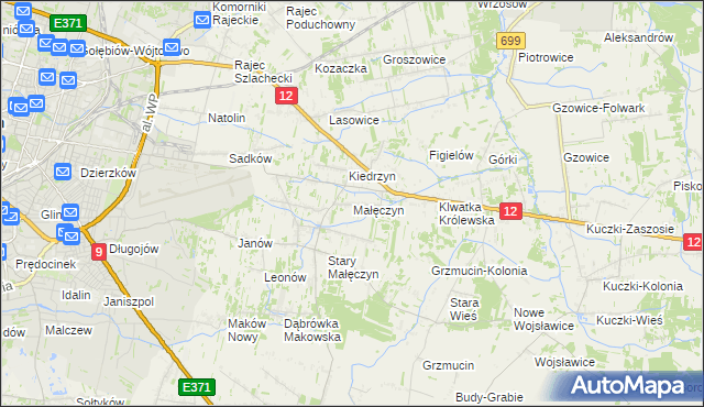 mapa Małęczyn gmina Gózd, Małęczyn gmina Gózd na mapie Targeo