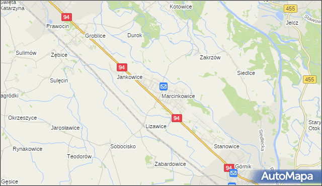 mapa Marcinkowice gmina Oława, Marcinkowice gmina Oława na mapie Targeo