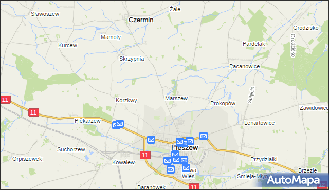 mapa Marszew gmina Pleszew, Marszew gmina Pleszew na mapie Targeo