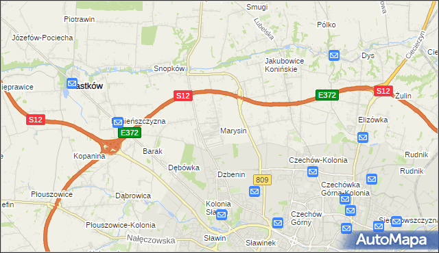 mapa Marysin gmina Jastków, Marysin gmina Jastków na mapie Targeo