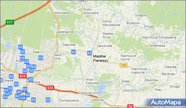 mapa Masłów Pierwszy, Masłów Pierwszy na mapie Targeo