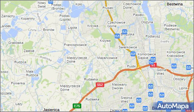 mapa Mazańcowice, Mazańcowice na mapie Targeo