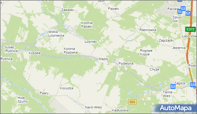 mapa Maziły, Maziły na mapie Targeo