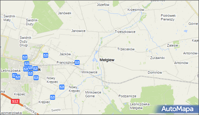 mapa Mełgiew, Mełgiew na mapie Targeo