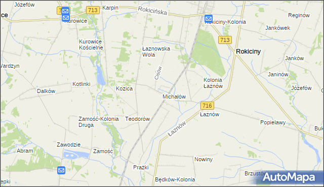 mapa Michałów gmina Rokiciny, Michałów gmina Rokiciny na mapie Targeo