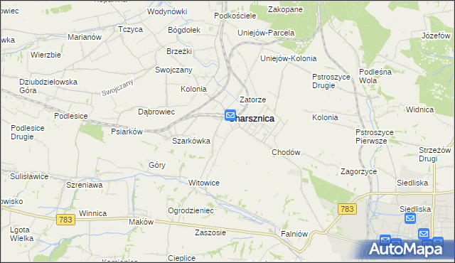 mapa Miechów-Charsznica, Miechów-Charsznica na mapie Targeo