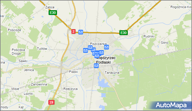 mapa Międzyrzec Podlaski, Międzyrzec Podlaski na mapie Targeo